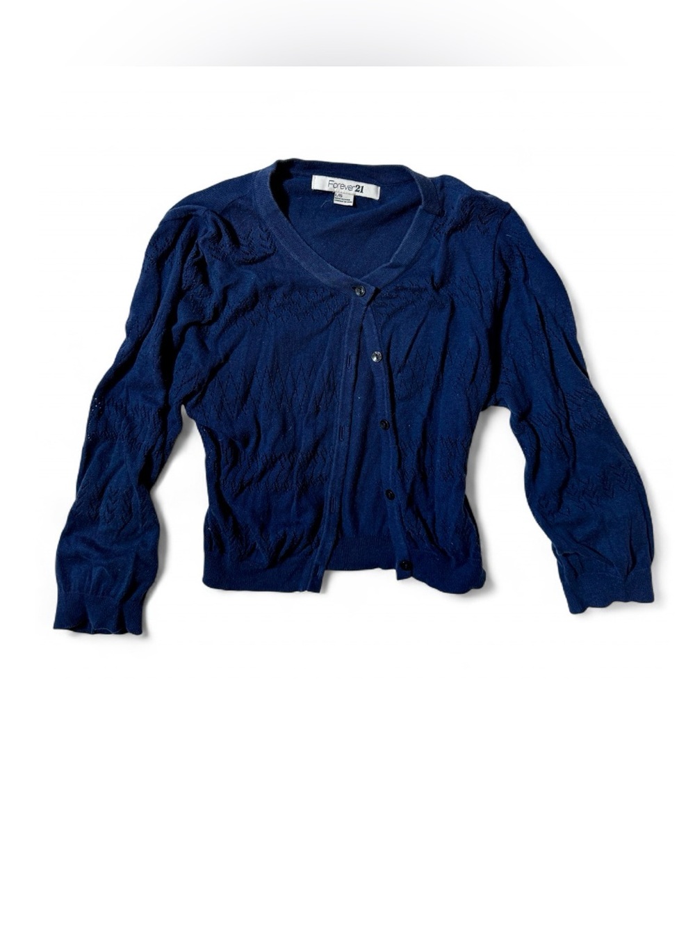 Forever 21 Dark Navy V-Neck Button Front Cardigan Women’s Size L